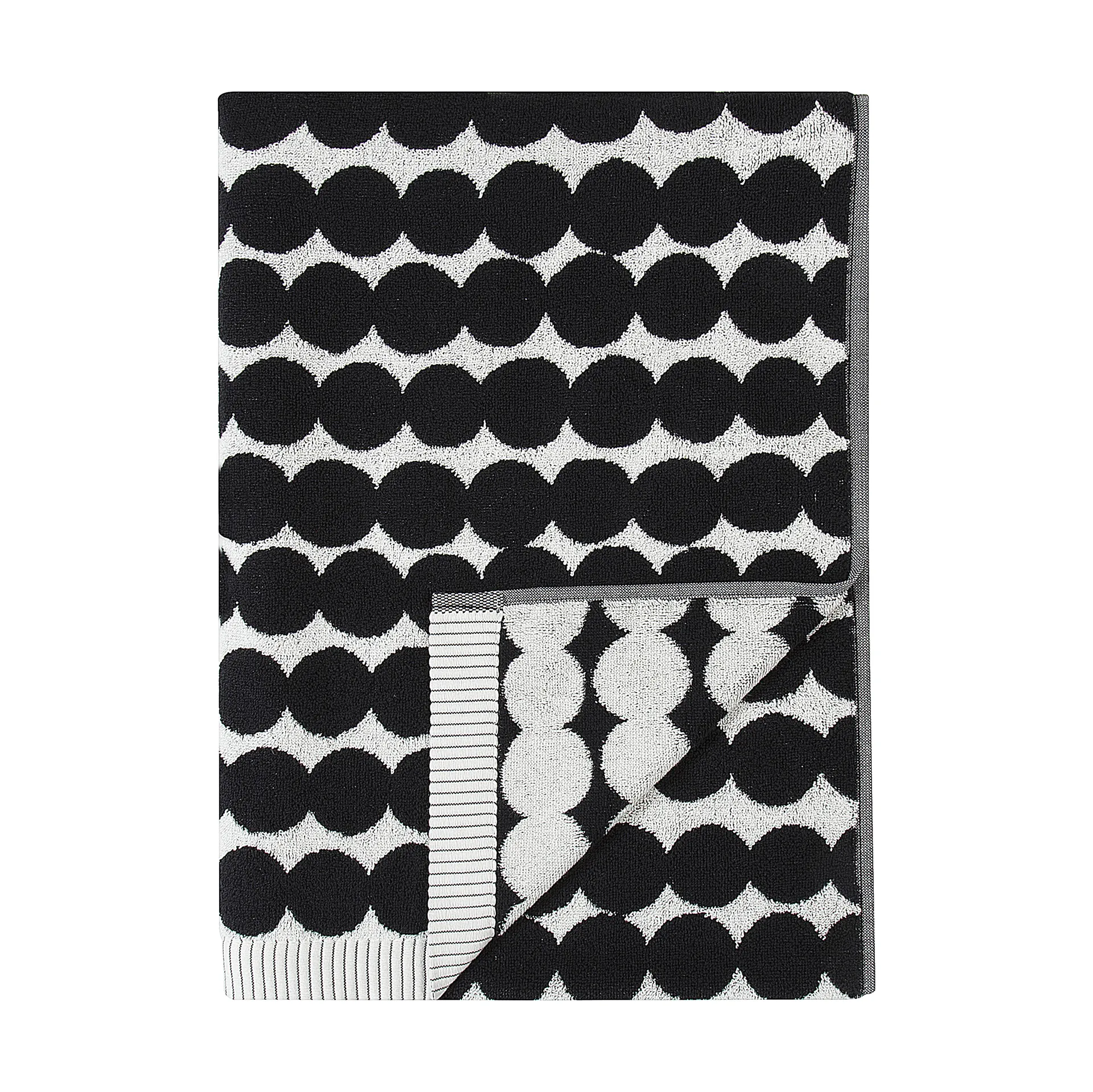 Räsymatto handduk svart, Badhandduk 70x150 cm Marimekko