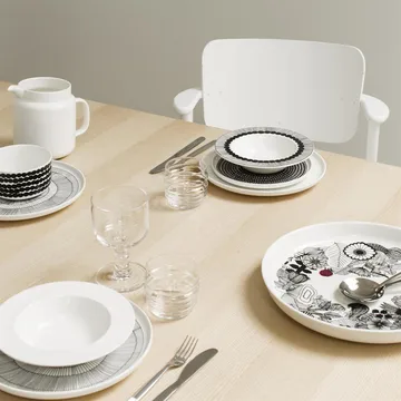 Räsymatto tallrik 20 cm 6-pack svart små prickar - Marimekko