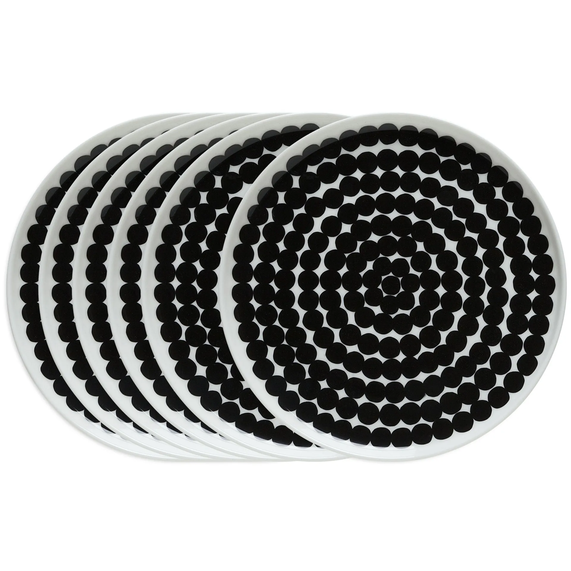 Räsymatto tallrik 20 cm, 6-pack svart-vit Marimekko