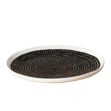 Räsymatto tallrik Ø 25 cm - svart-vit (små prickar) - Marimekko