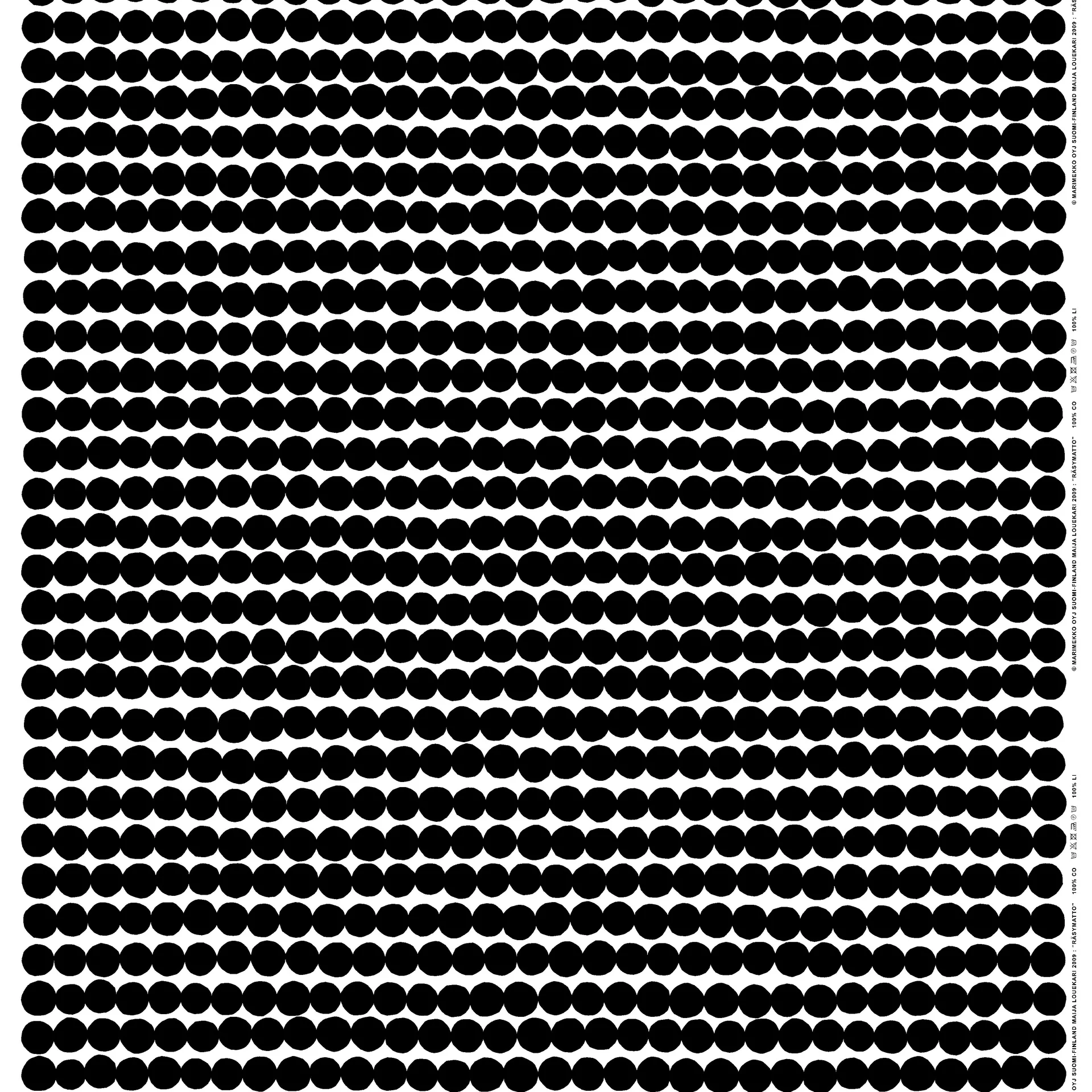 Räsymatto tyg, svart-vit Marimekko