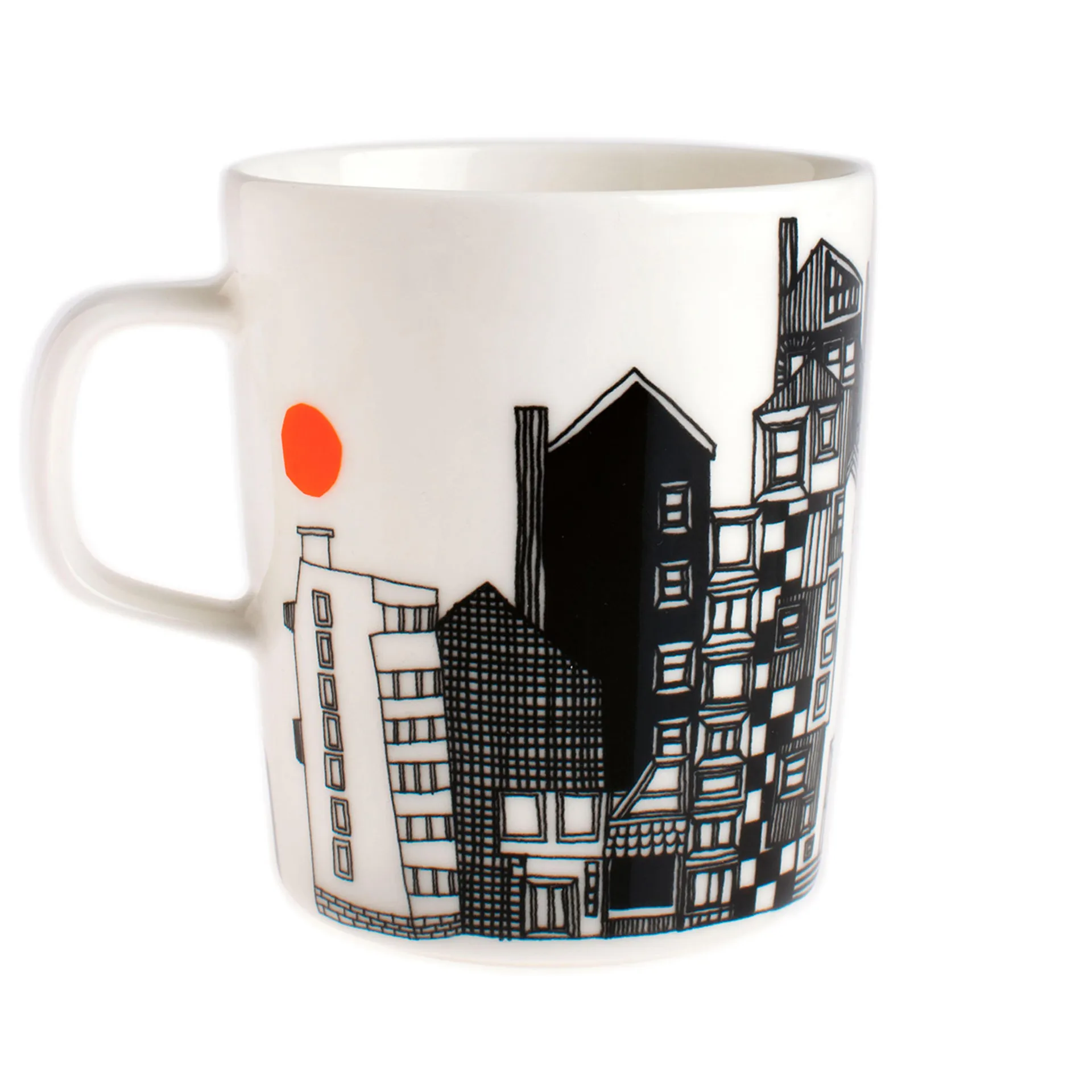 Siirtolapuutarha mugg 2,5 dl, svart-orange Marimekko
