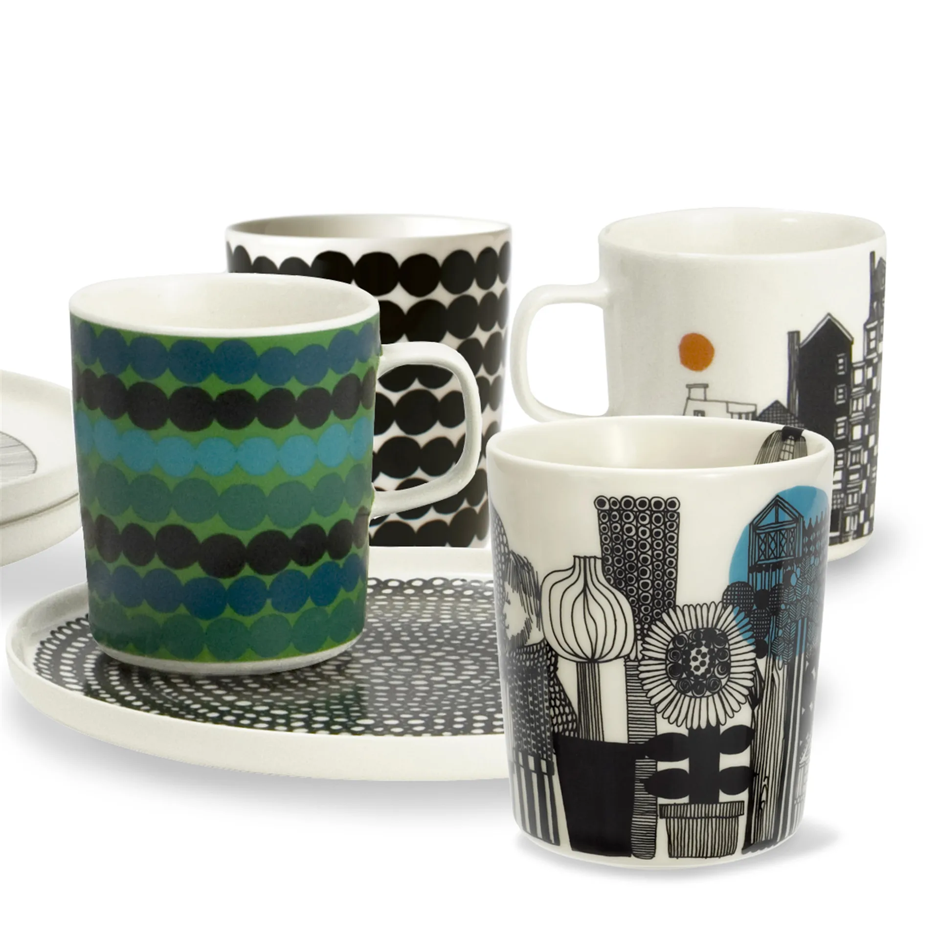 Siirtolapuutarha mugg 2,5 dl, svart-orange Marimekko