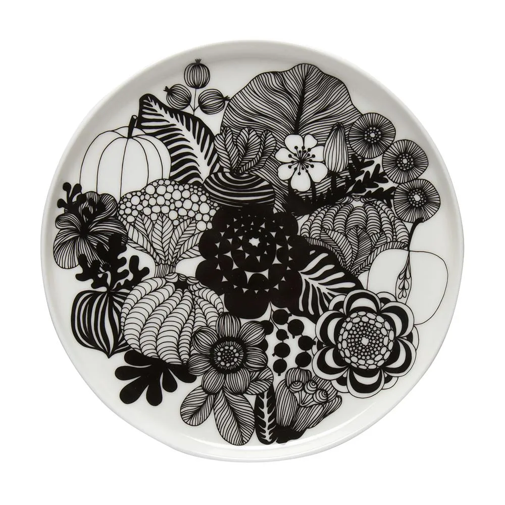 Siirtolapuutarha tallrik Ø 20 cm, svart-vit (Finland 100 år) Marimekko