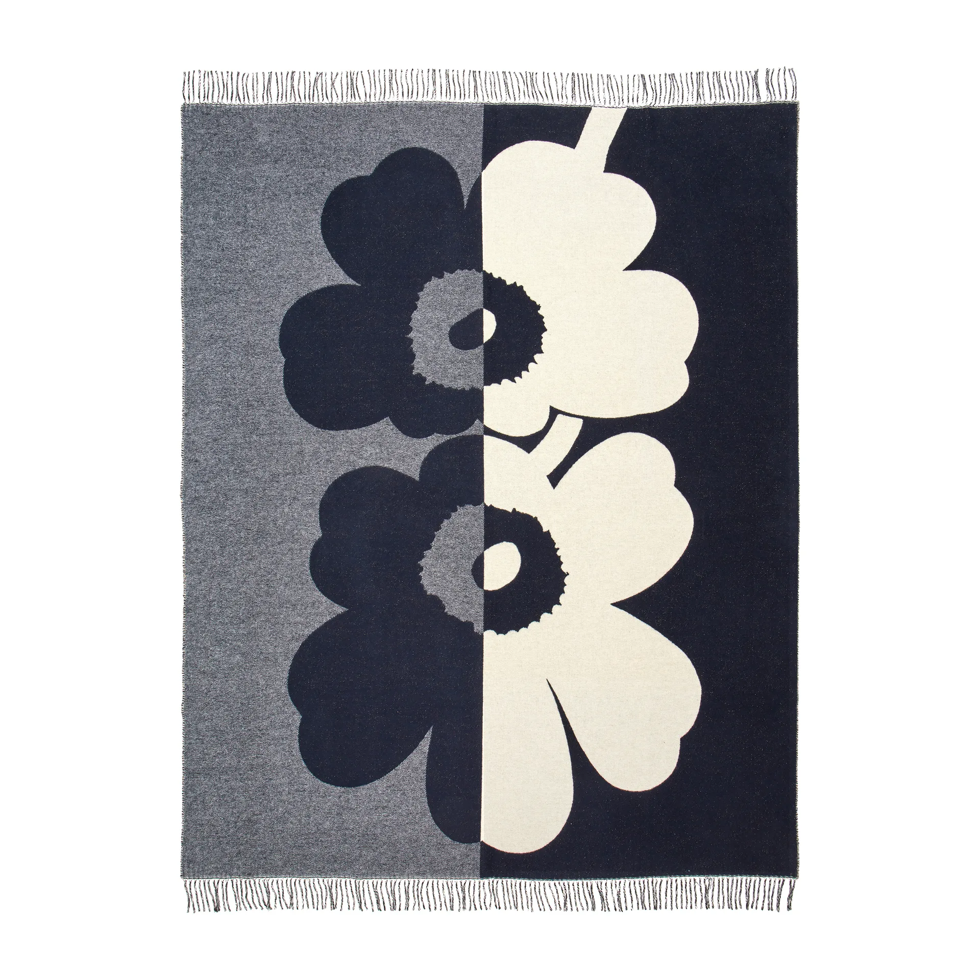 Suur Unikko pläd 130x170 cm, Mörkblå-sand-offwhite-guld Marimekko