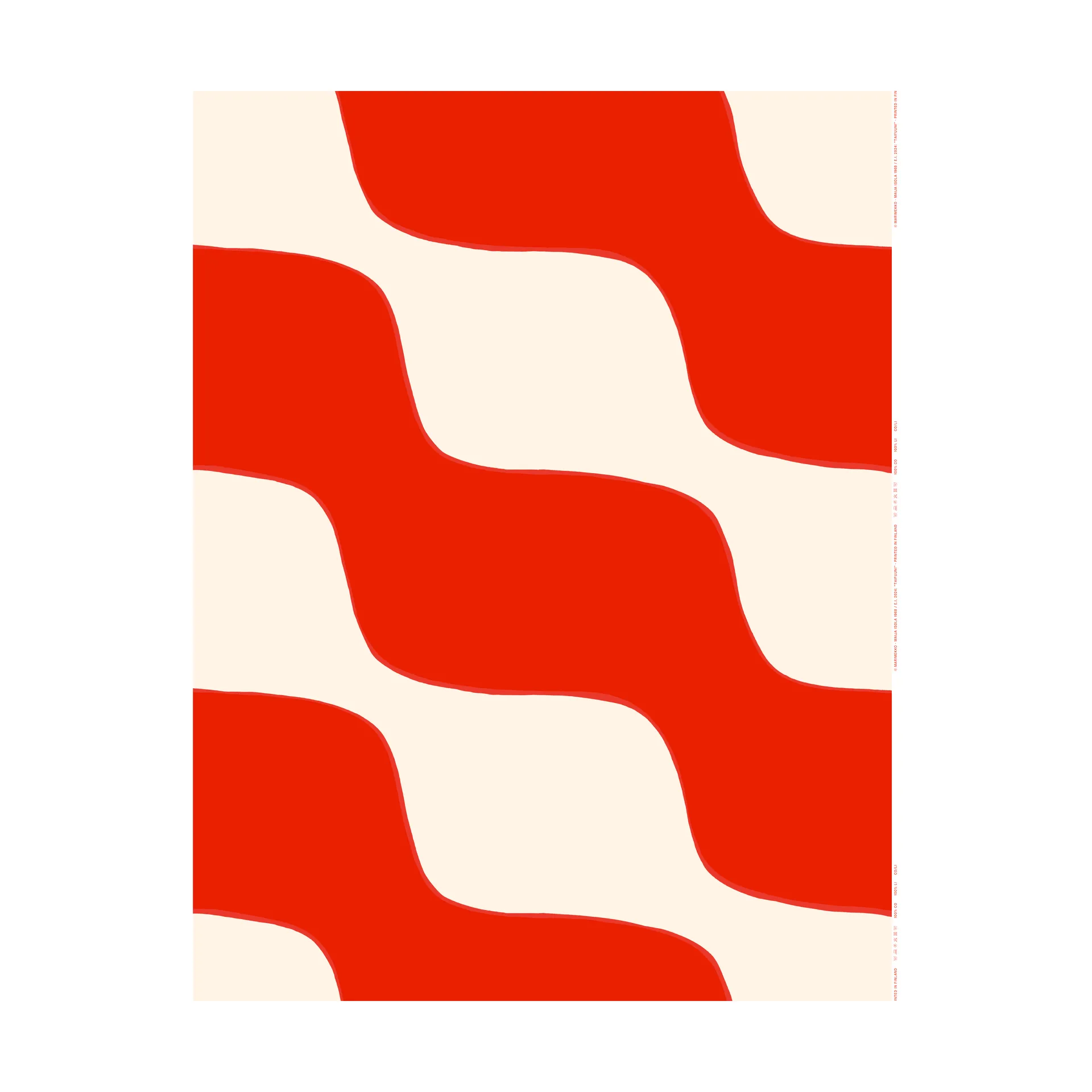 Taifuuni tyg, Natural white, orange red, bomull Marimekko