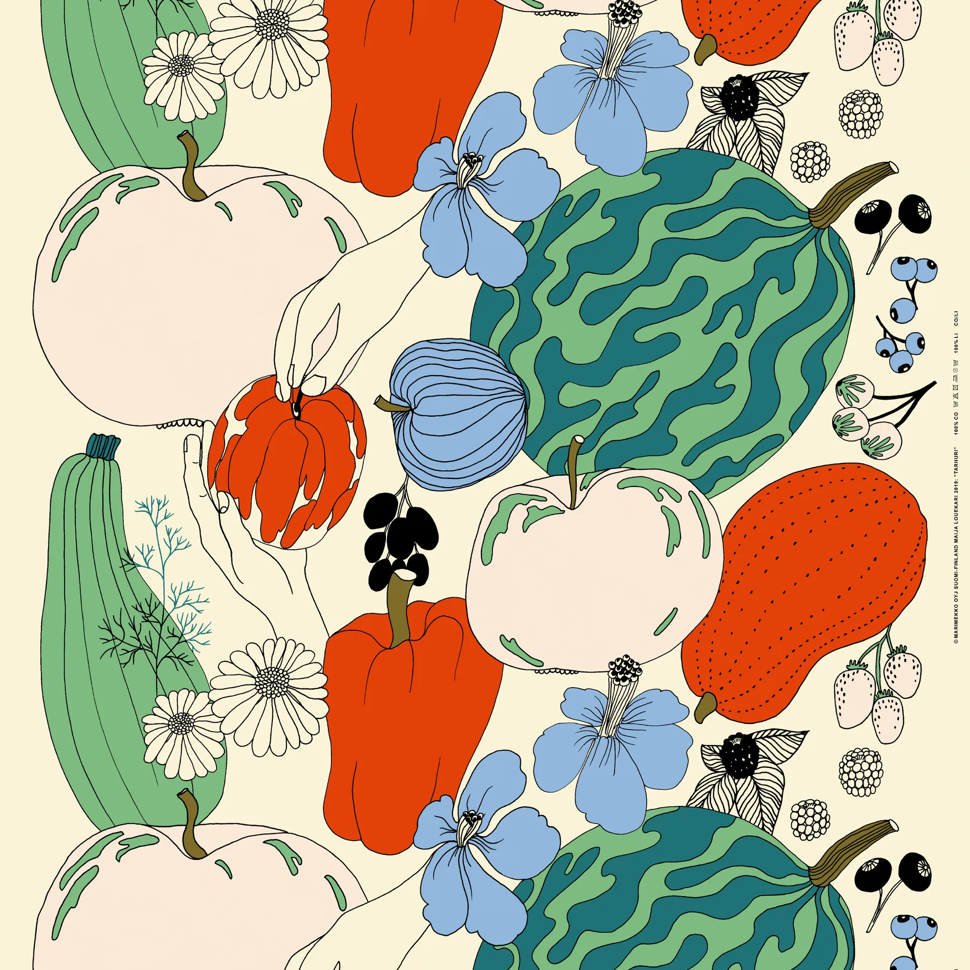 Tarhuri tyg bomull-linne, Multi Marimekko