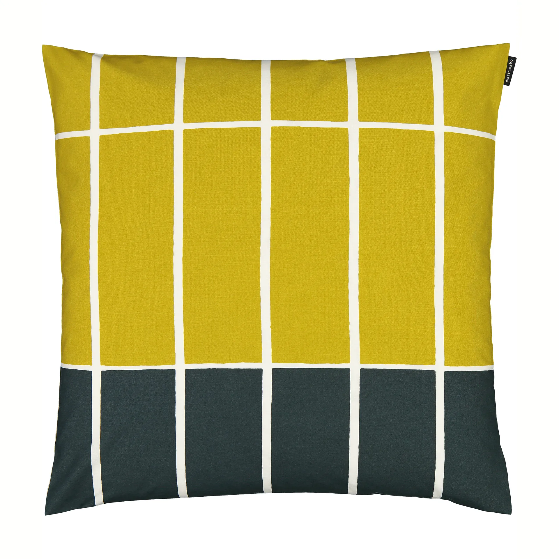 Tiiliskivi kuddfodral 50x50 cm, Gul-mörkgrön Marimekko