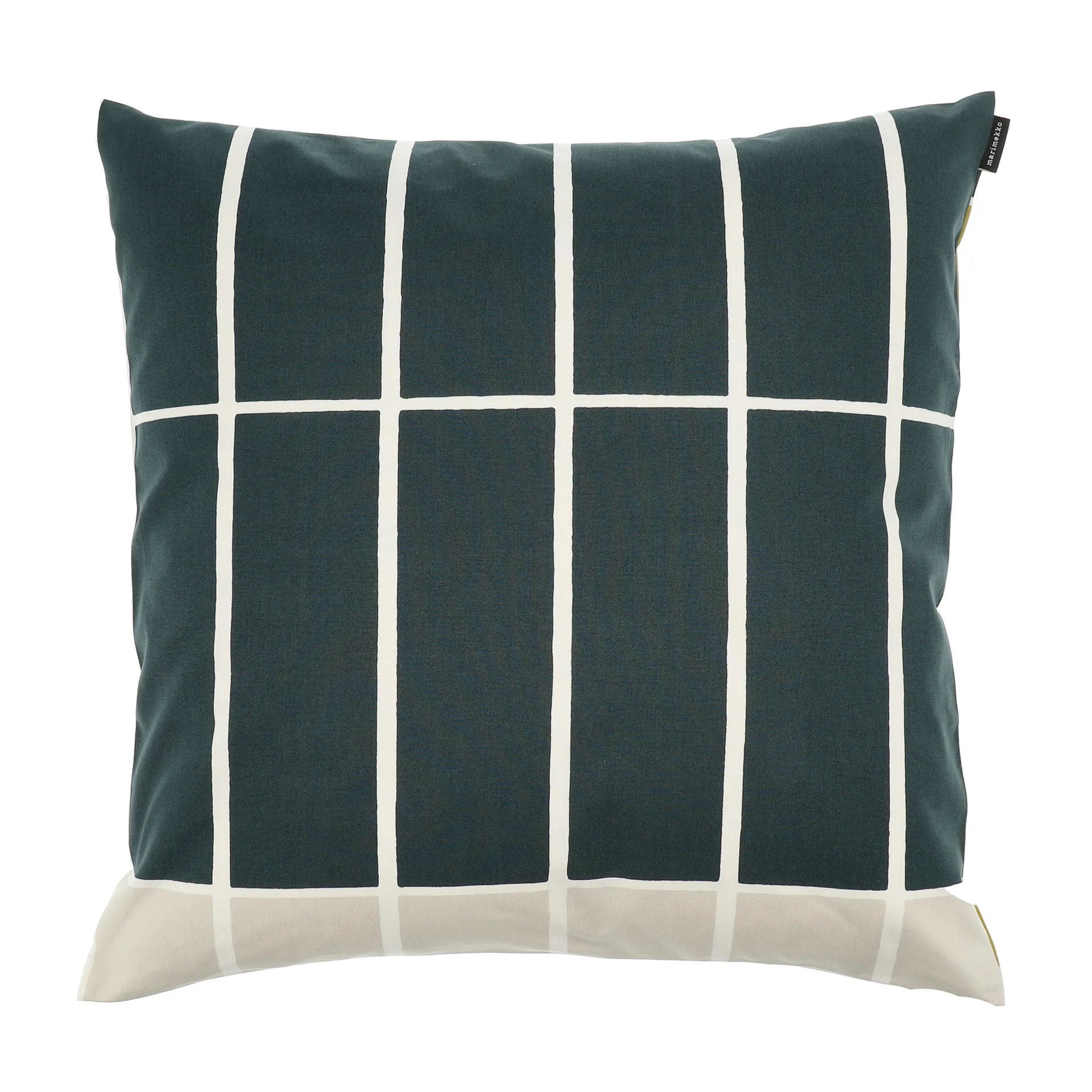 Tiiliskivi kuddfodral 50x50 cm, Gul-mörkgrön Marimekko