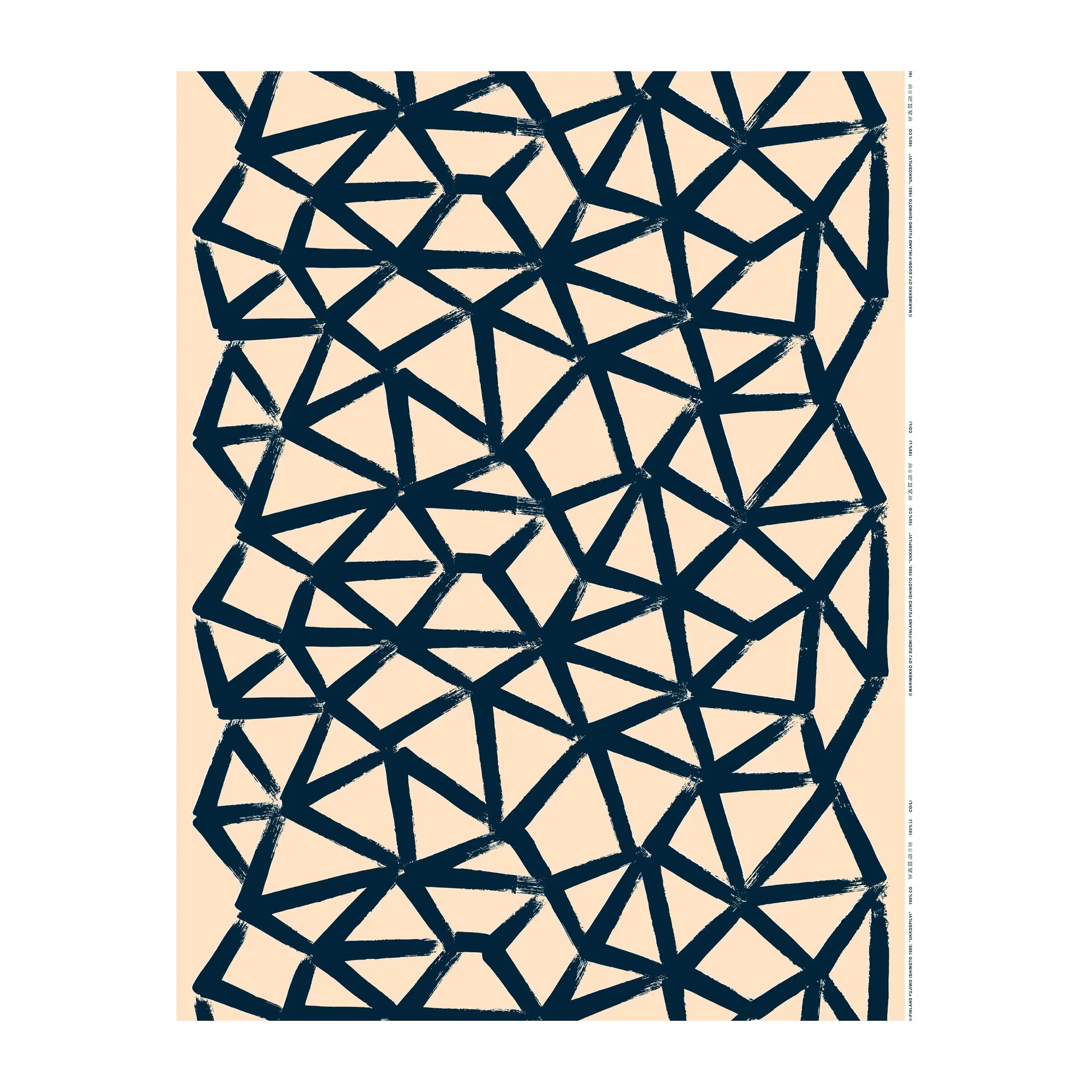 Ukkospilvi bomullstyg, Peache-dark blue Marimekko