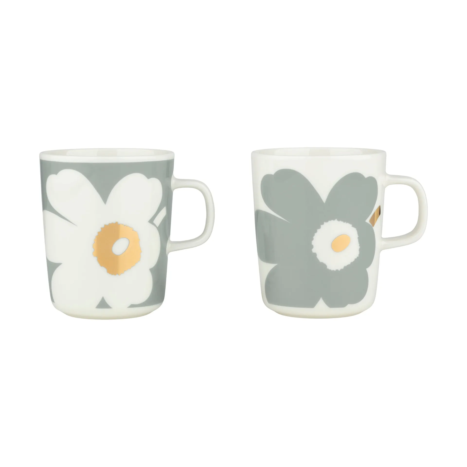 Unikko 60-årsjubileum mugg 25 cl 2-pack, White-light grey-gold Marimekko