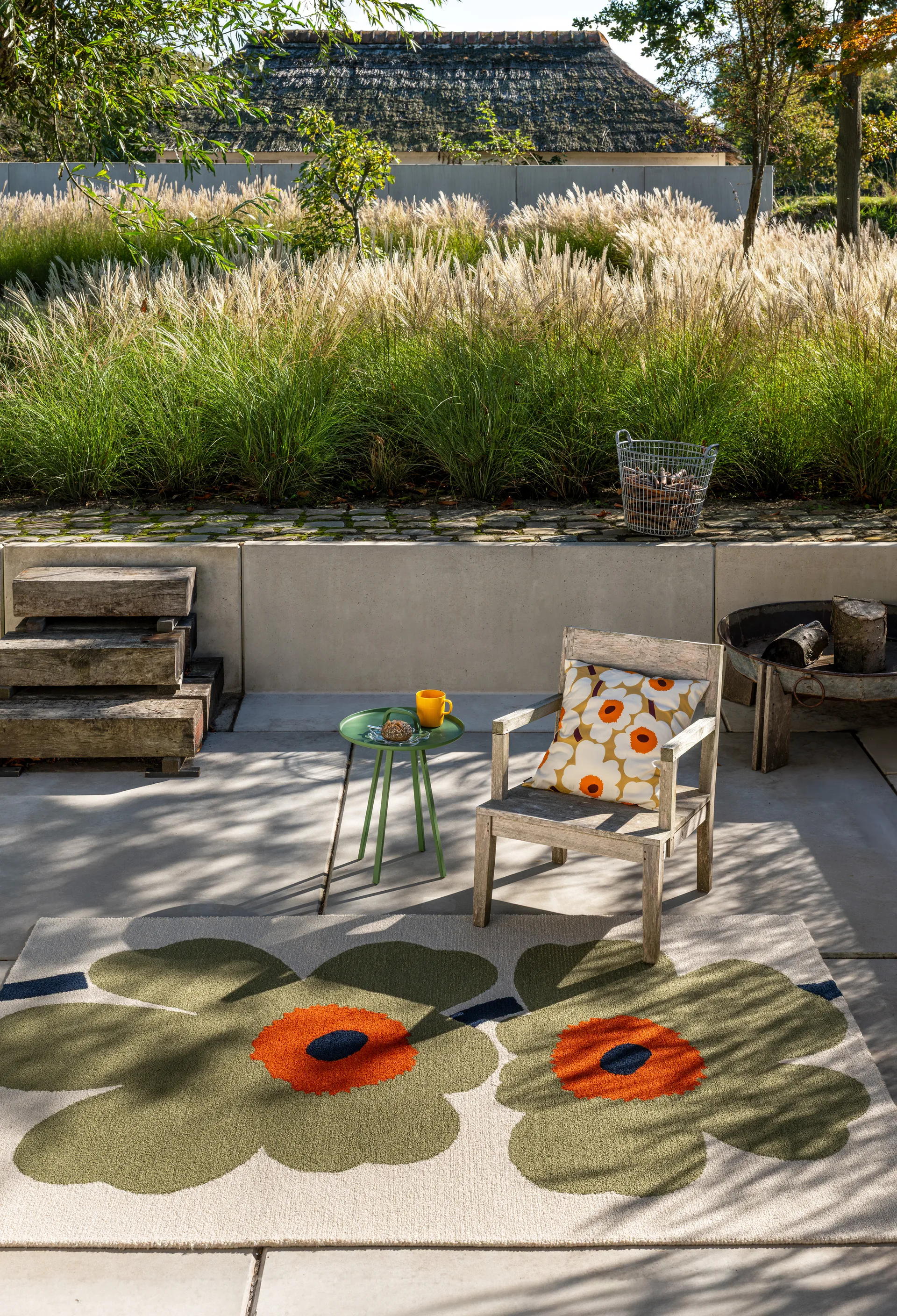 Unikko anniversary matta outdoor, Dusty green, 140x200 cm Marimekko
