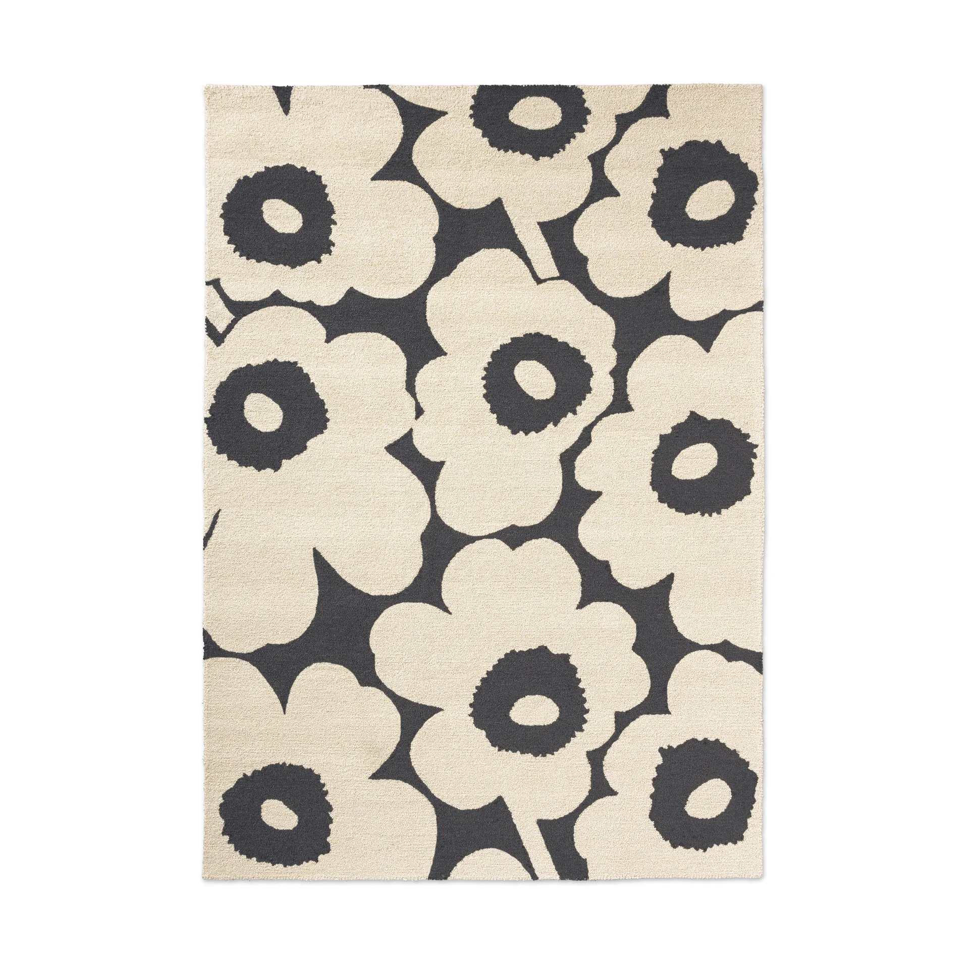 Unikko matta outdoor, Charcoal-white, 140x200 cm Marimekko