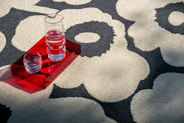 Unikko matta outdoor - Charcoal-white, 140x200 cm - Marimekko