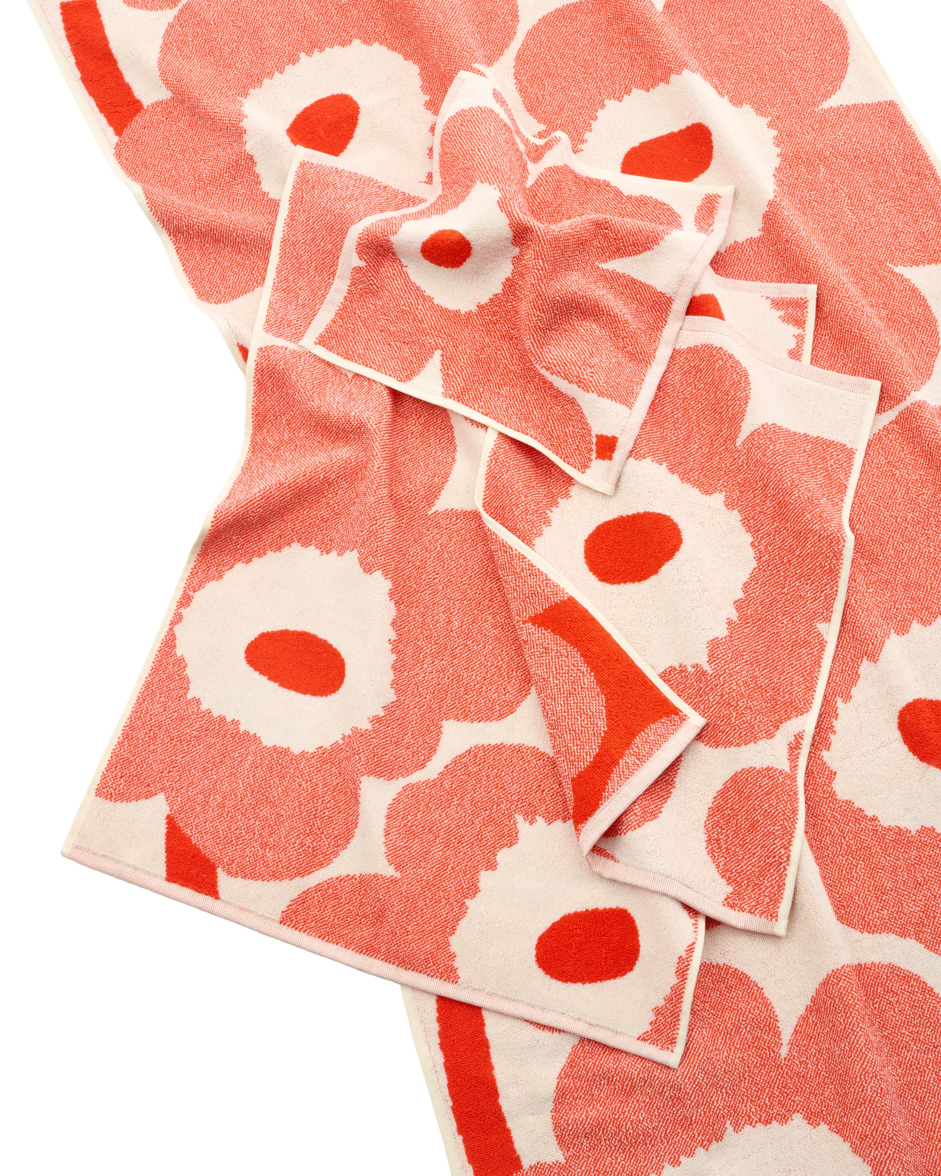 Unikko mini handduk 32x32 cm, Off white-orange red Marimekko