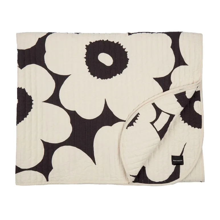 Unikko överkast 160x260 cm, charcoal, off white Marimekko