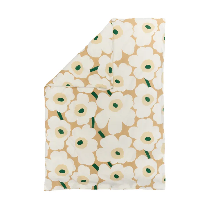 Unikko påslakan 150x210 cm - Sand-off white-hay-emerald - Marimekko