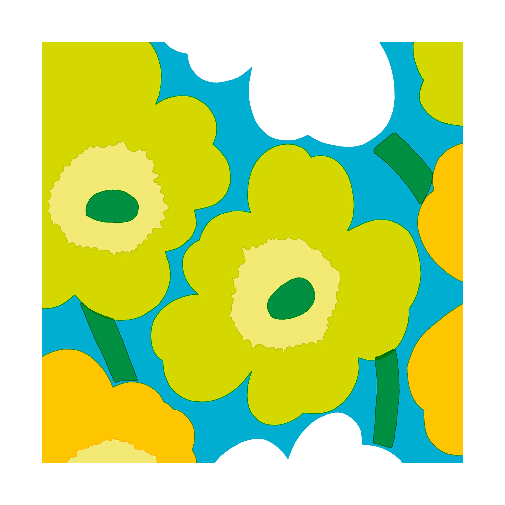 Unikko servett 33x33 cm 20-pack, Blue-Green Marimekko