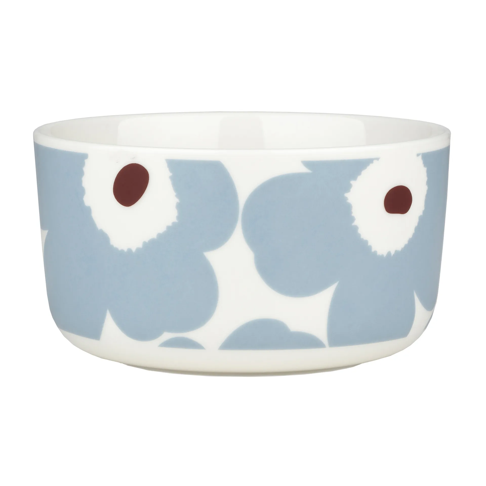 Unikko skål 5 dl, Vit-blågrå-vinröd Marimekko