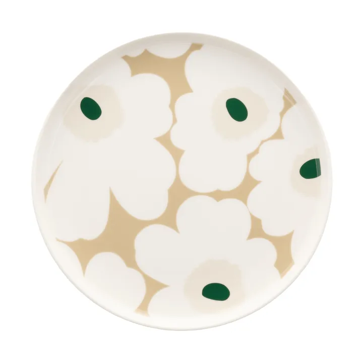 Unikko tallrik Ø20 cm - White-beige-light sand-dark green - Marimekko