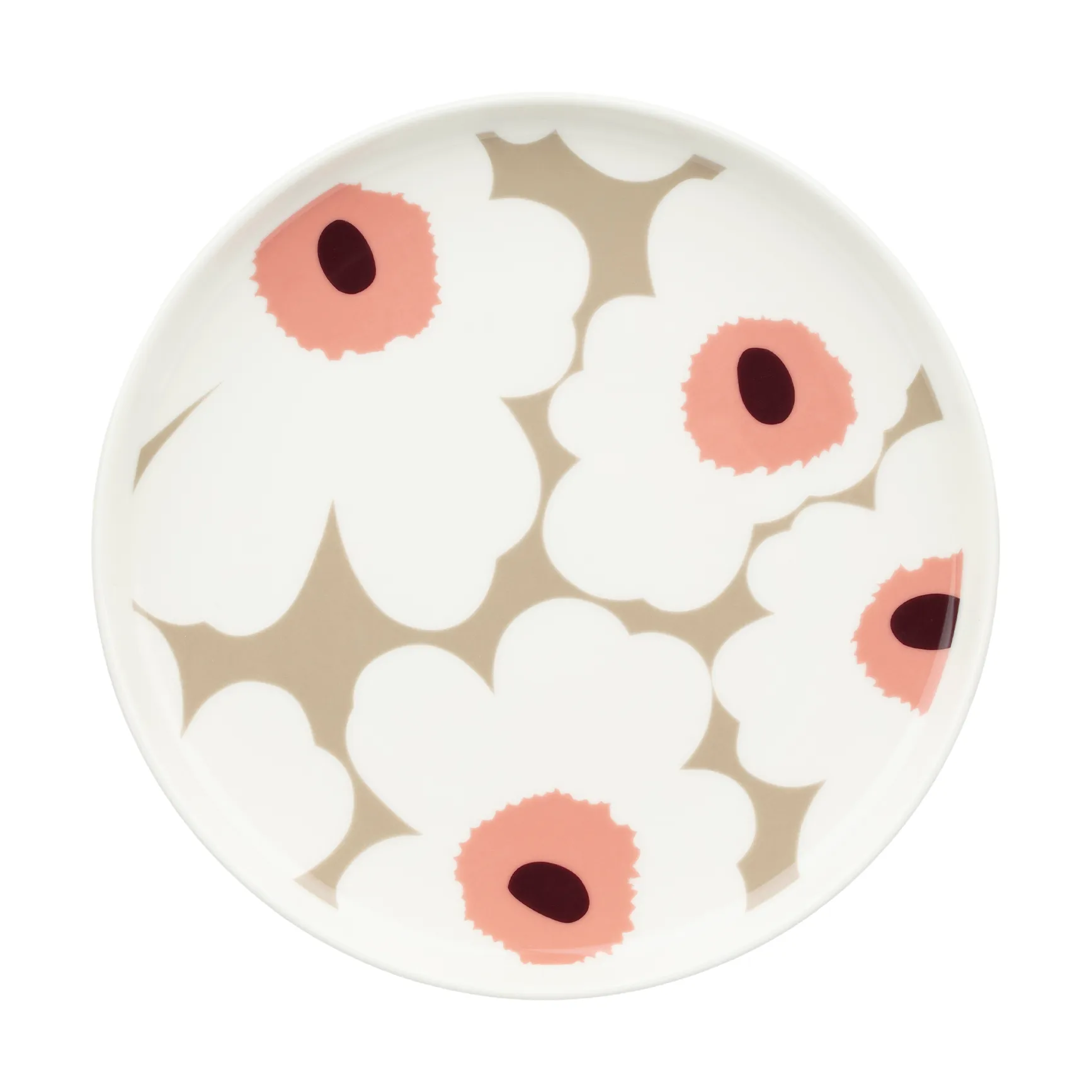 Unikko tallrik Ø20 cm, White-clay-powder-dark wine Marimekko