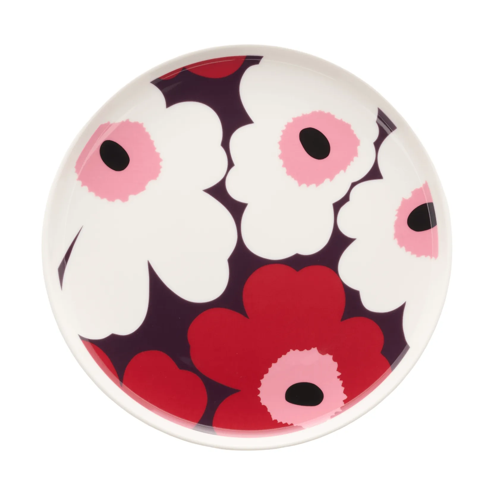 Unikko tallrik Ø20 cm, White-plum-cranberry-pink Marimekko
