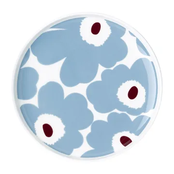Unikko tallrik vit-blågrå-vinröd - Ø20 cm - Marimekko