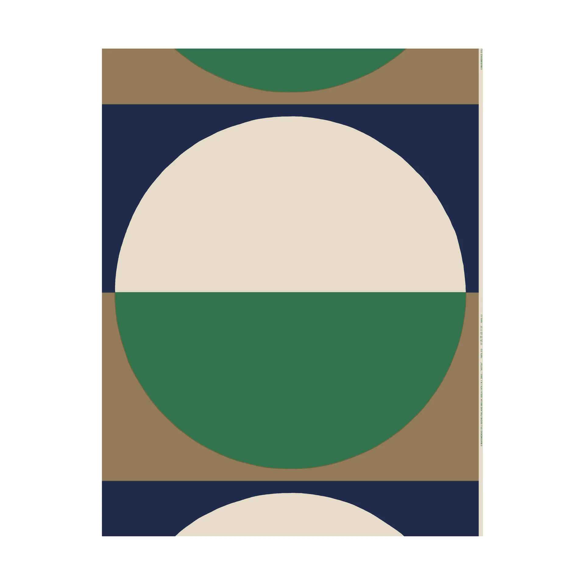 Viitta tyg bomull-linne, Green-off white-dark blue Marimekko
