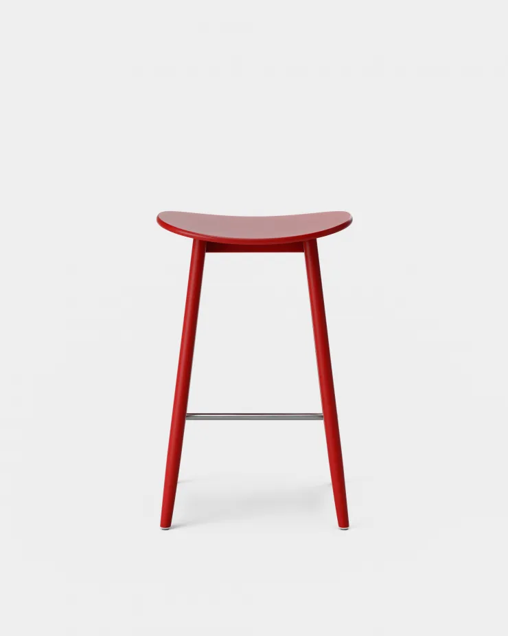 Icha barstol 65 cm, Rödlakerad bok Massproductions