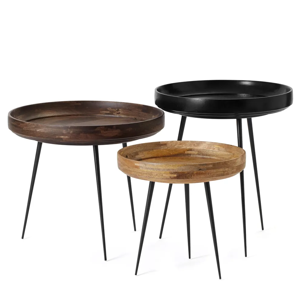 Bowl Medium bord, mango natur, svart stativ Mater