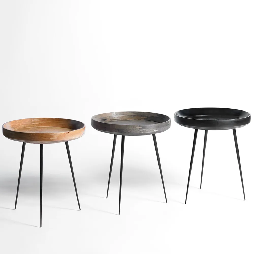 Bowl Medium bord, mango svart, svart stativ Mater