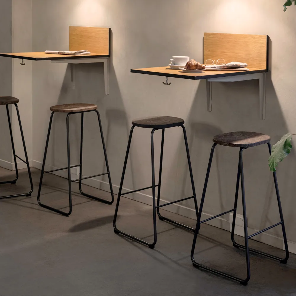 Earth barpall, coffee, h.74, svart stålstativ Mater