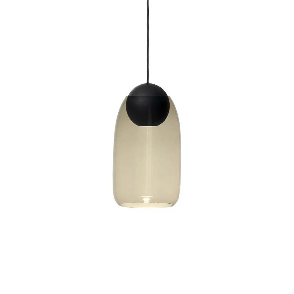 Liuku Ball pendel, smoked glass, svartlackad lind Mater