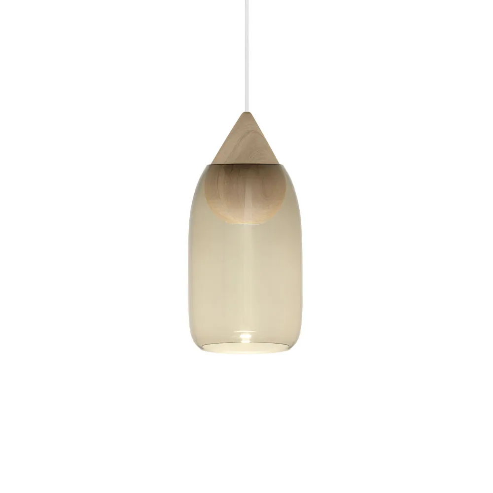 Liuku Drop pendel, smoked glass, mattlackad lind Mater