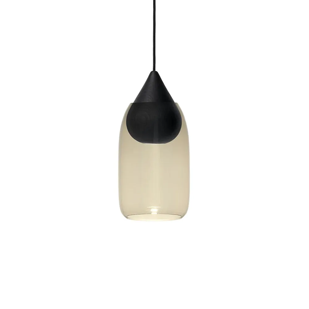 Liuku Drop pendel, smoked glass, svartlackad lind Mater