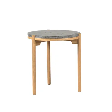 Dondo sidobord vitpigmenterad ek Ø45 cm - Slipad kalksten - Mavis