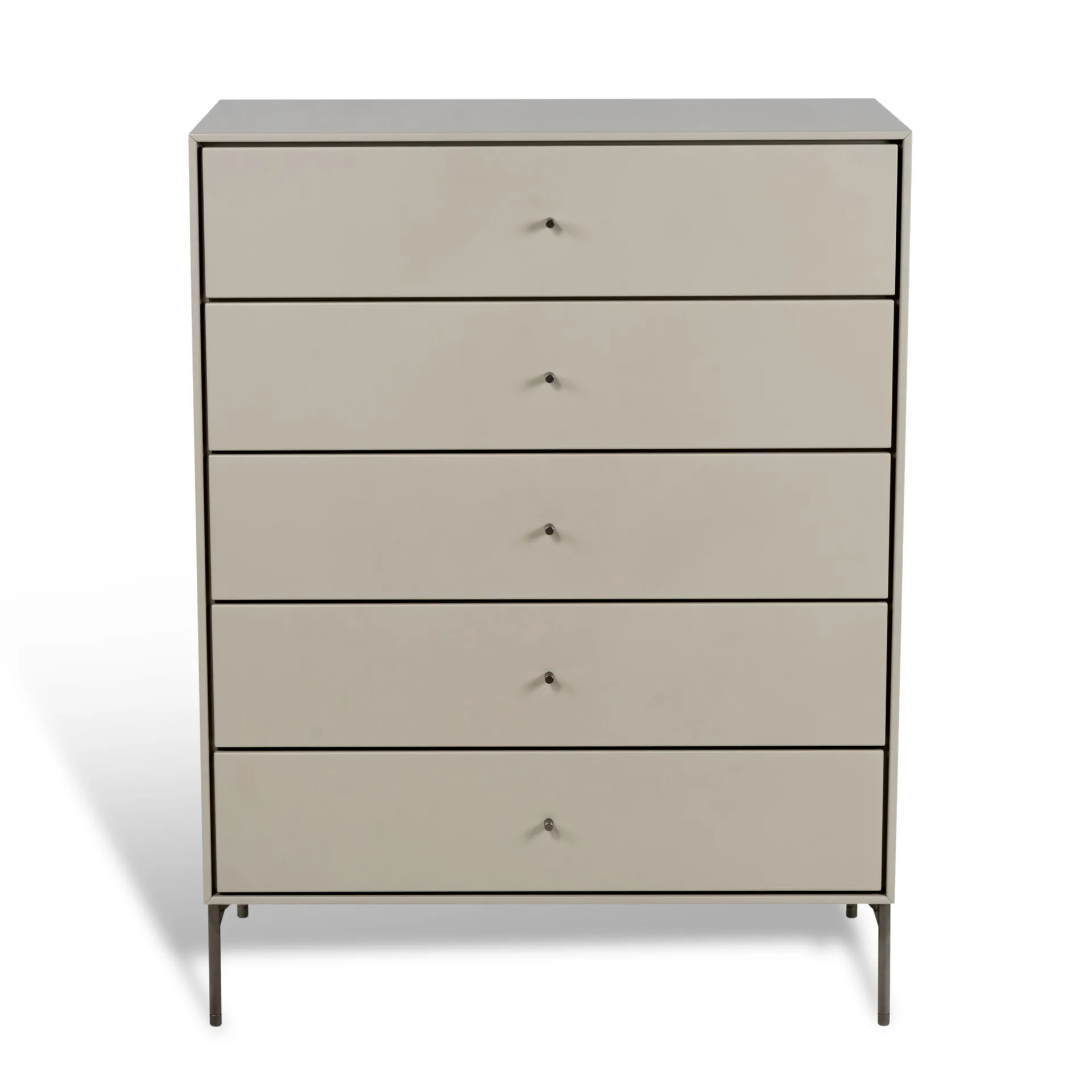 Volt byrå 5 lådor beige, Detaljer i rostfritt stål Mavis