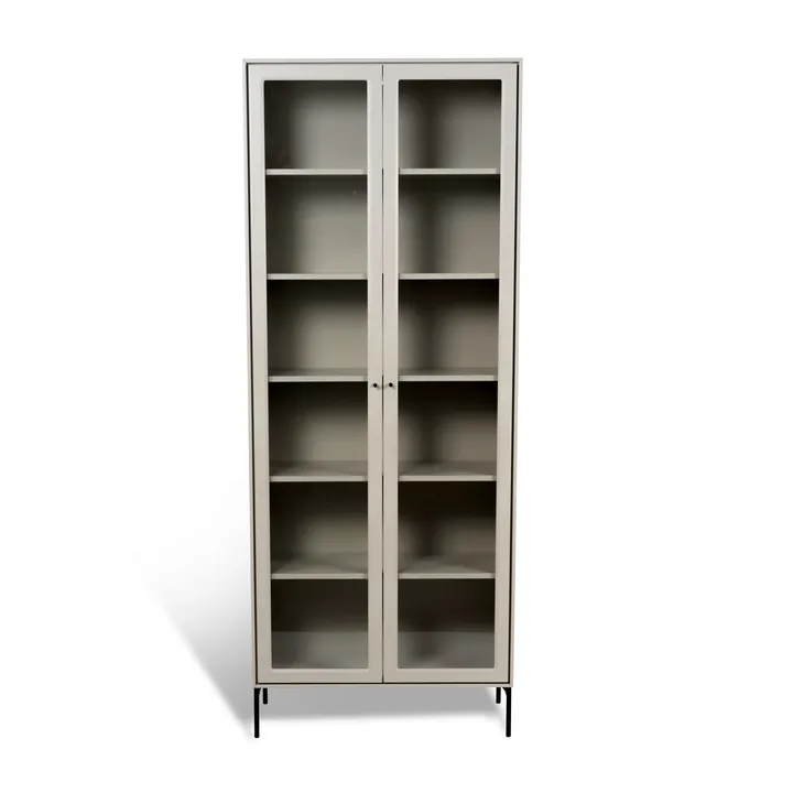 Volt vitrinskåp 190 cm beige - Detaljer i svart - Mavis