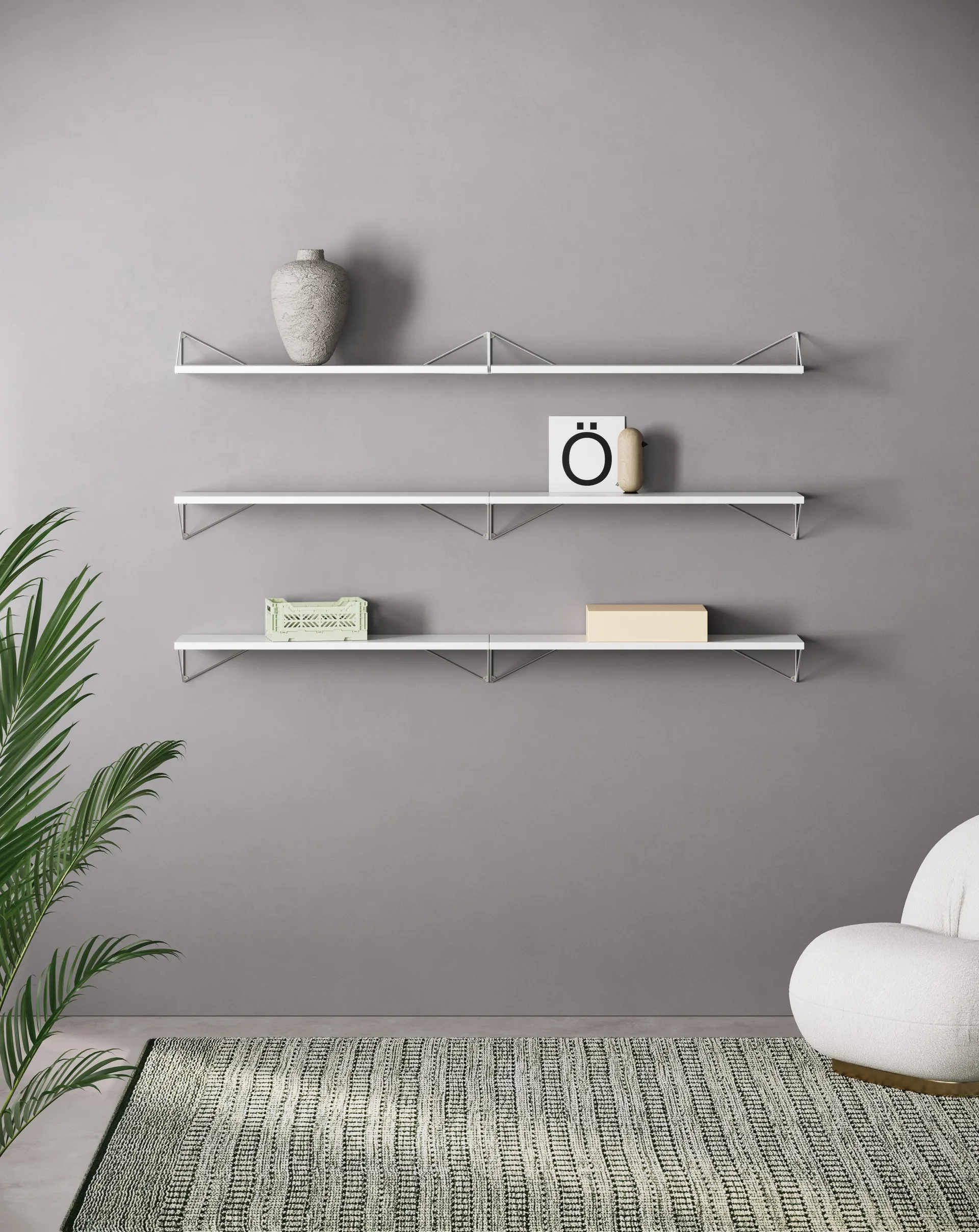 Pythagoras Shelf hyllplan, vit Maze