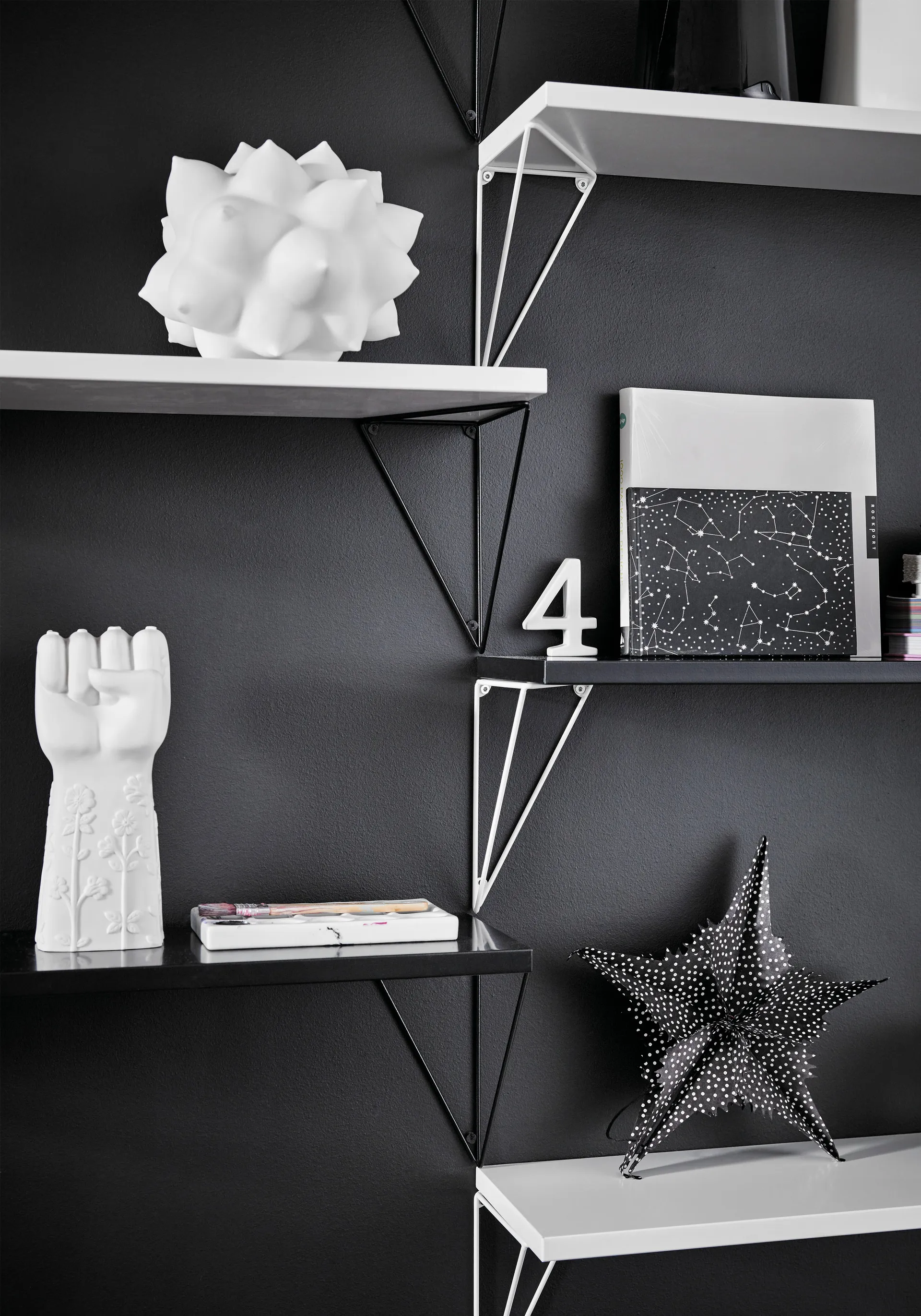 Pythagoras Shelf hyllplan, vit Maze