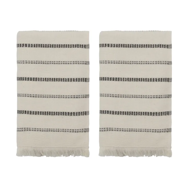True handduk 2 delar - Off-White-svart, 50x100 cm - Meraki