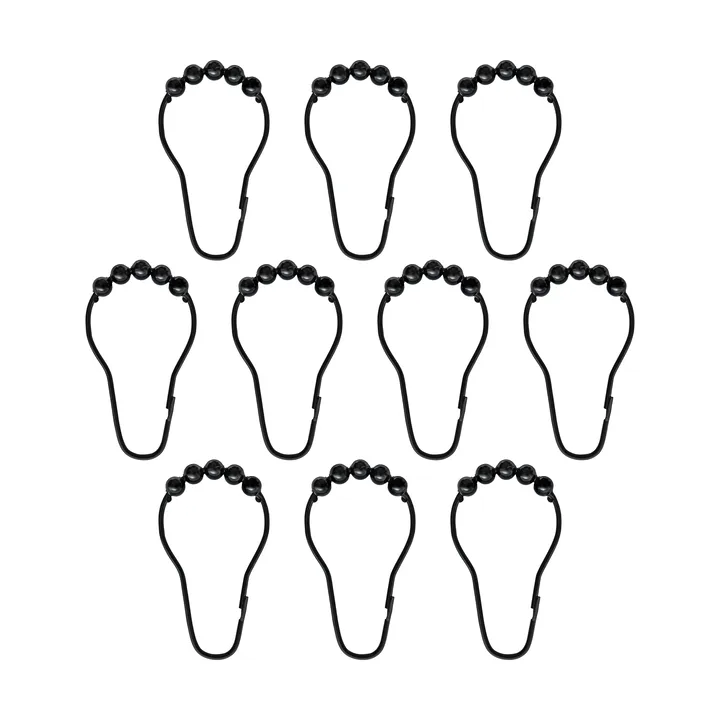 Aqua krokar till duschdraperi 10-pack - Svart - Mette Ditmer