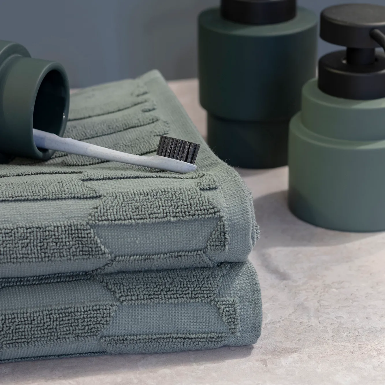 Geo gästhandduk 2-pack, Pine green Mette Ditmer