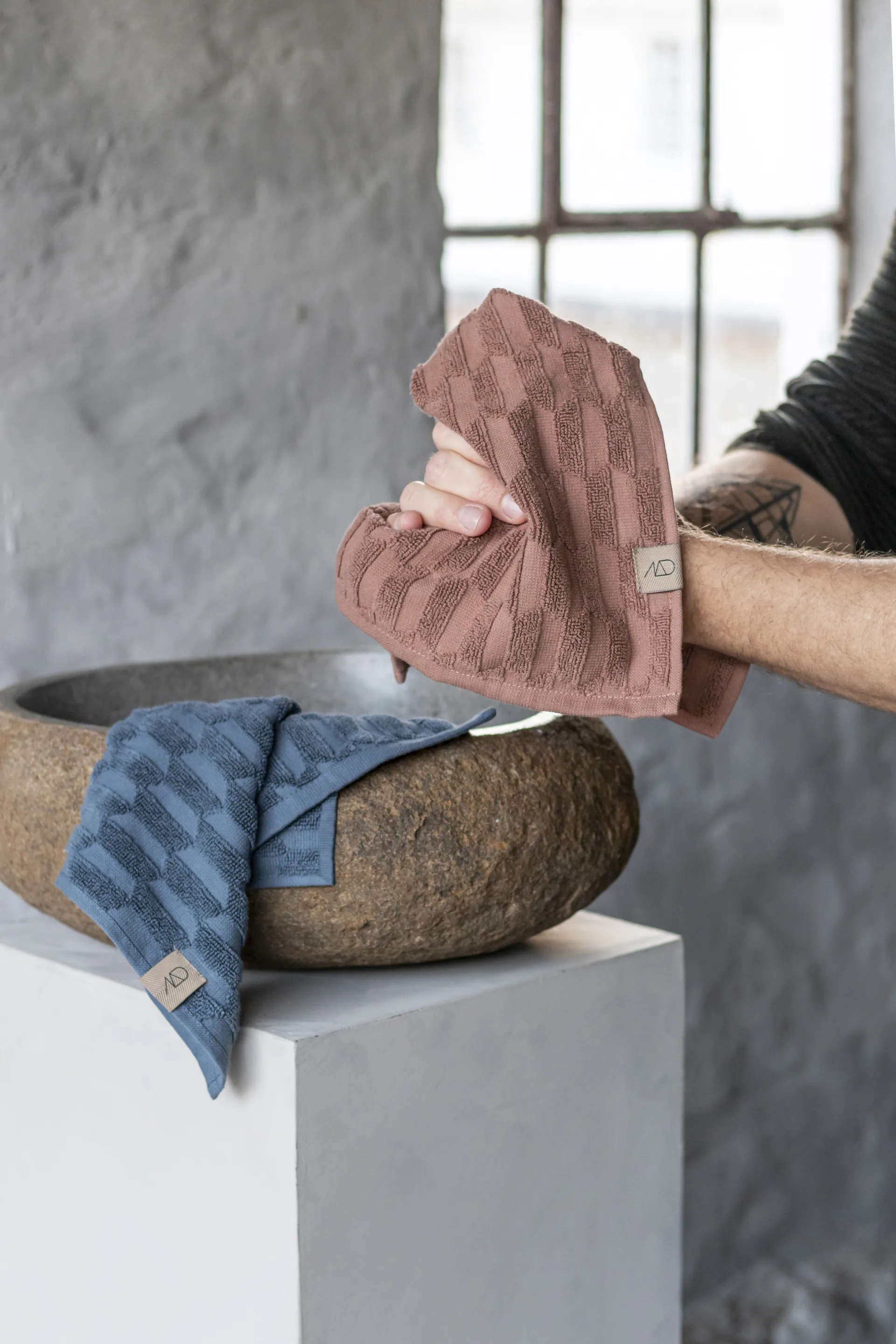 Geo handduk 30x30 cm 3-pack, Blush Mette Ditmer