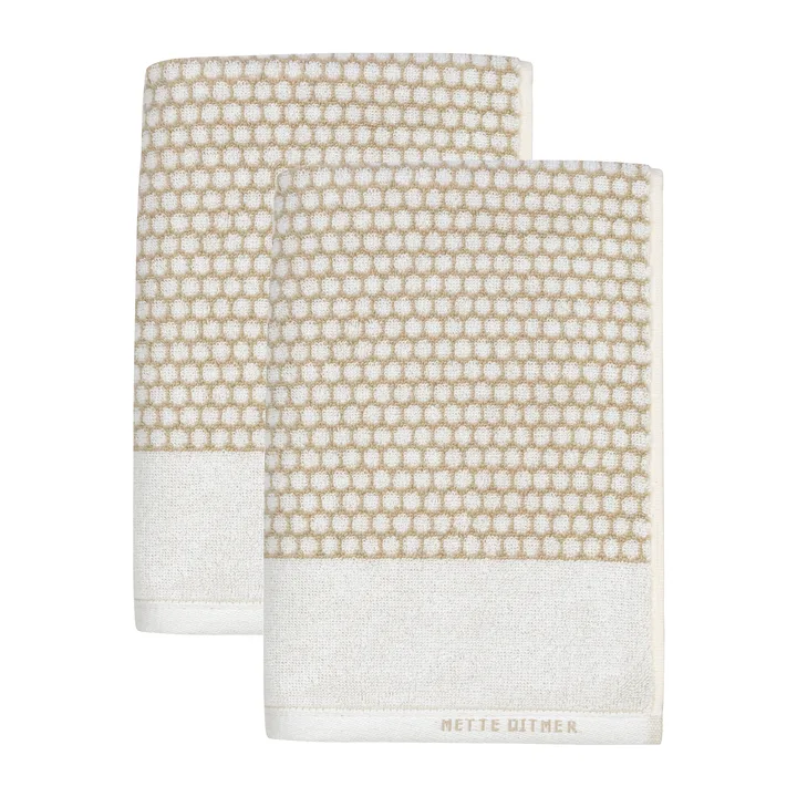 Grid gästhandduk 38x60 cm 2-pack - Sand-off white - Mette Ditmer
