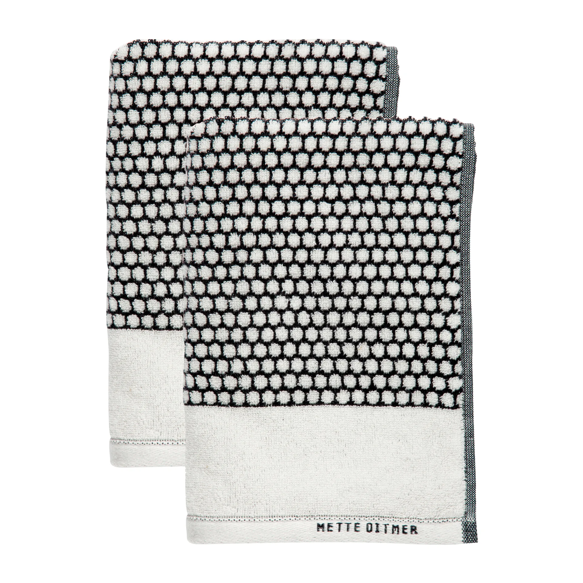 Grid gästhandduk 38x60 cm 2-pack, Svart-off white Mette Ditmer