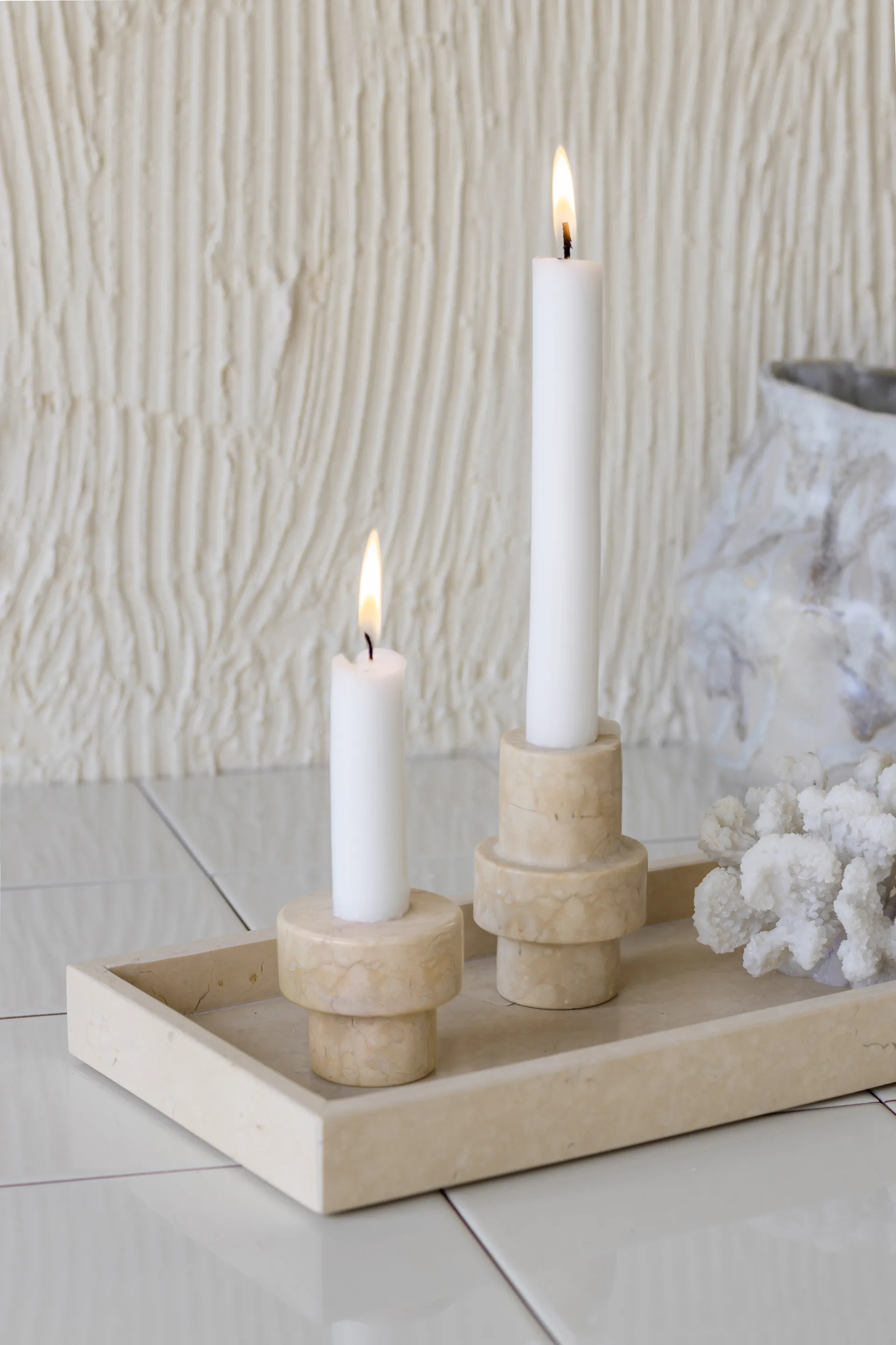 Marble ljusstake 5 cm, Sand Mette Ditmer