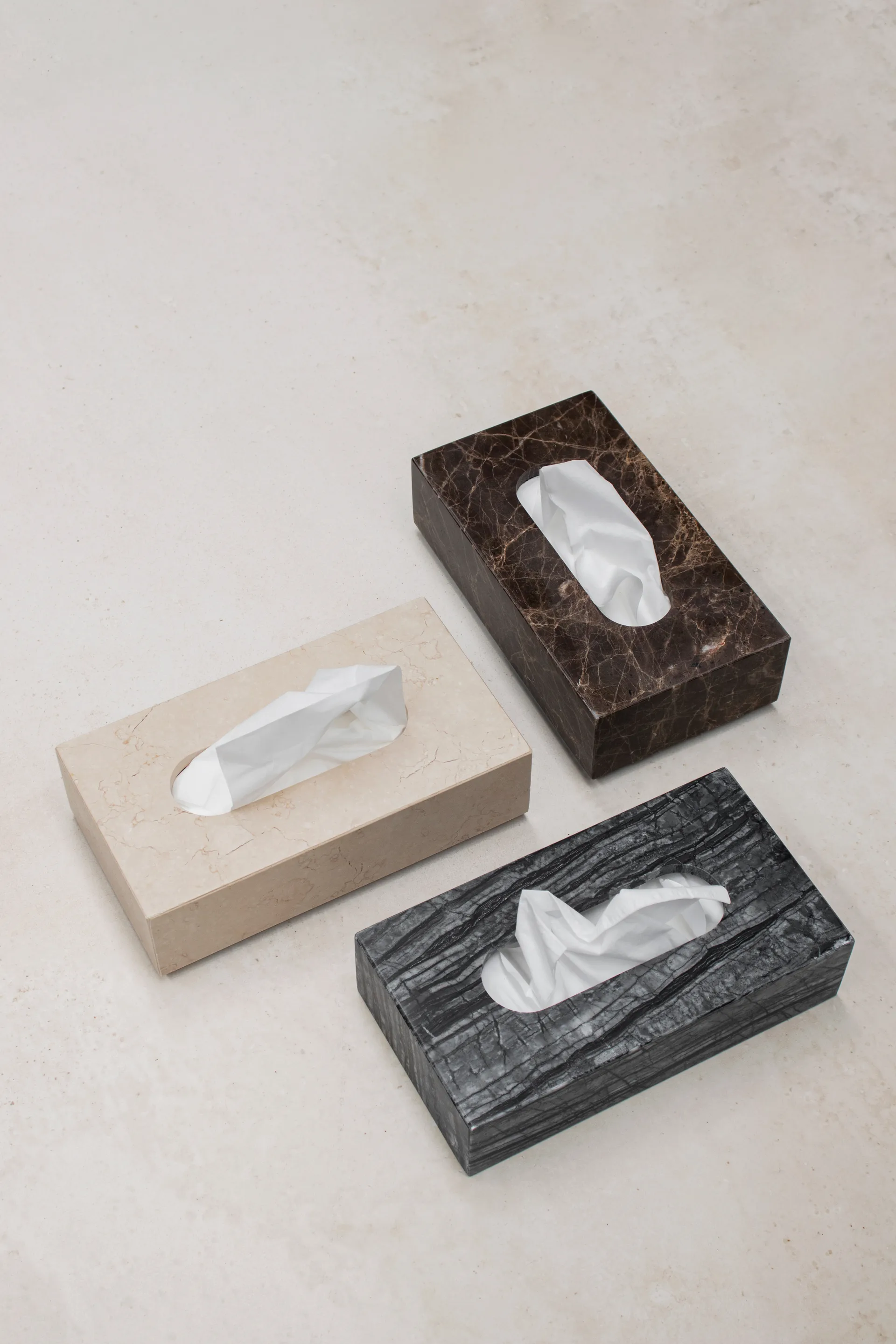 Marble näsdukslåda 14x25,5 cm, Svart-grå Mette Ditmer