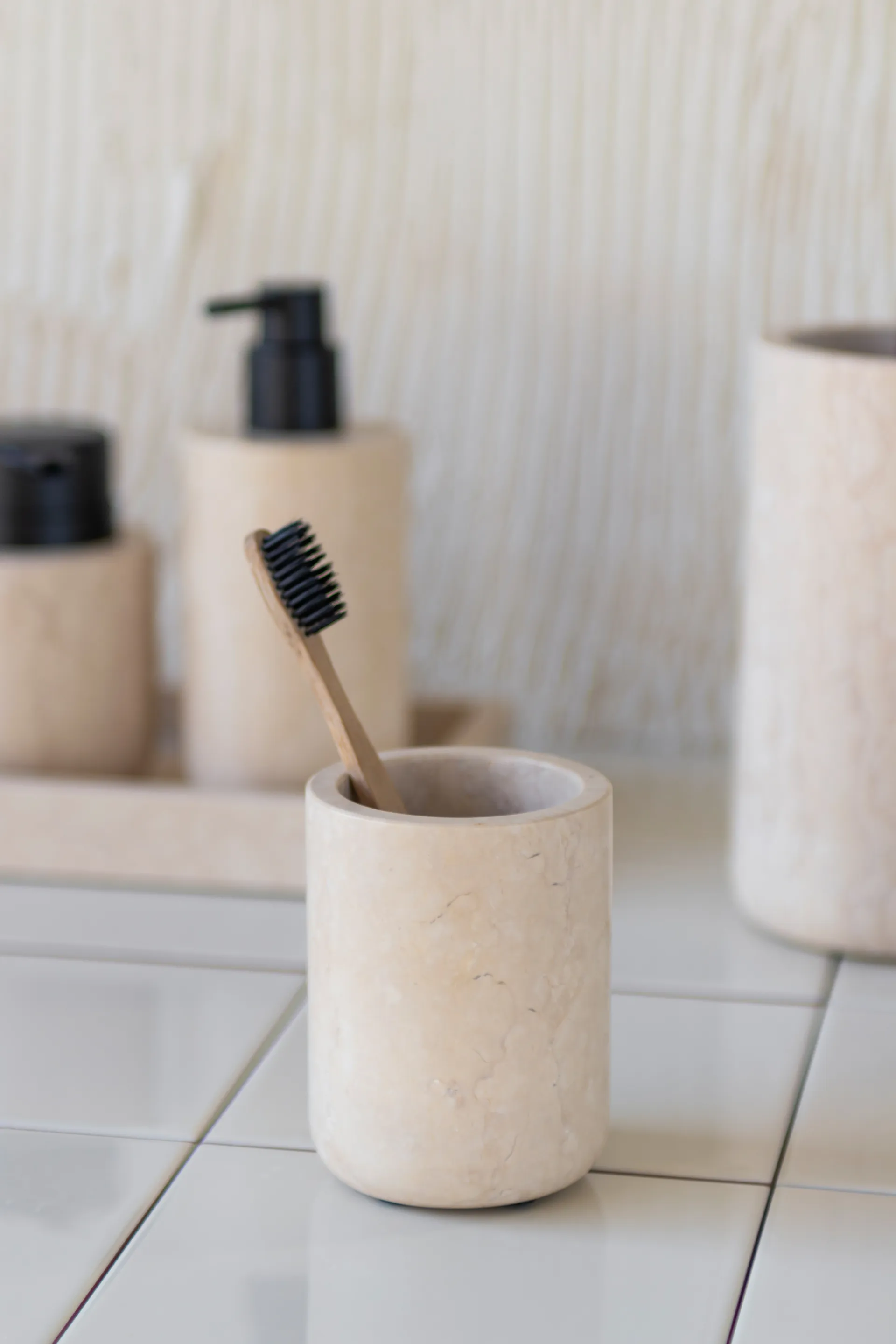 Marble tandborsthållare 10 cm, Sand Mette Ditmer