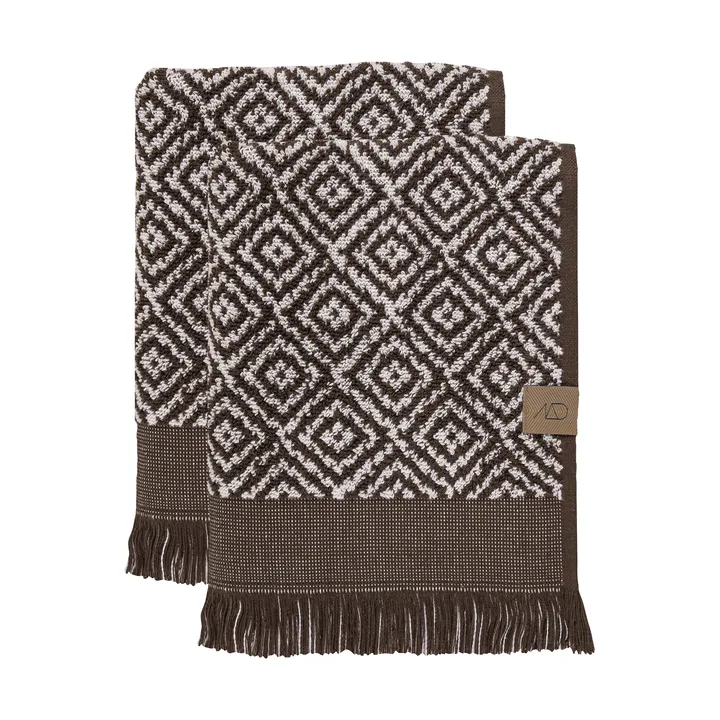 Morocco gästhandduk 35x55 cm 2-pack - Chocolate-off-white - Mette Ditmer